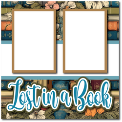 Lost in a Book - Printed Premade Scrapbook Page 12x12 Layout