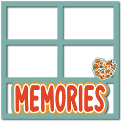 Memories - Fall Heart - 4 Frames - Scrapbook Page Layered Overlay Kit