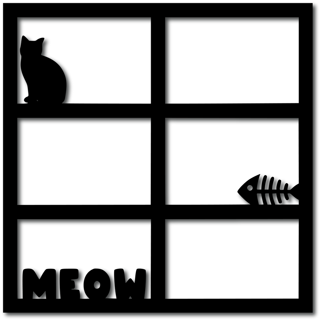 Meow - 6 Frames - Scrapbook Overlay - Digital Cut File - SVG - INSTANT ...