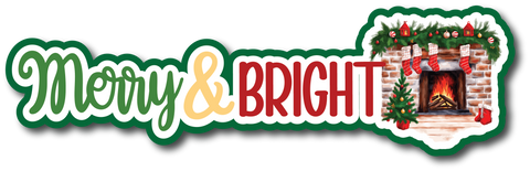 Merry & Bright - Scrapbook Page Title Die Cut