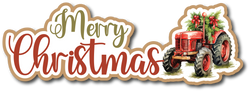 Merry Christmas - Farm Tractor - Scrapbook Page Title Sticker