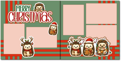Merry Christmas - Hedgehogs - Scrapbook Double Page Kit