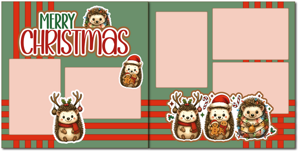 Merry Christmas - Hedgehogs - Scrapbook Double Page Kit