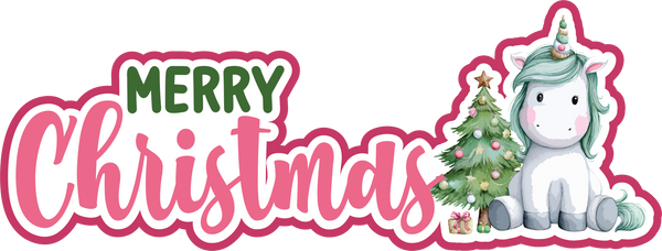 Merry Christmas - Pony - Scrapbook Page Title Die Cut