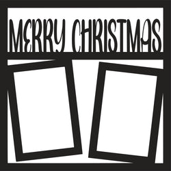 Merry Christmas - 2 Frames - Scrapbook Page Overlay Die Cut - Choose a Color