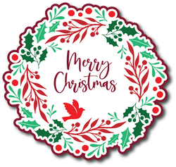 Merry Christmas Wreath - Scrapbook Page Title Sticker