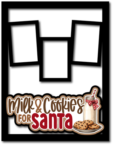 Milk & Cookies for Santa - 3 Frames - Scrapbook Page Layered Overlay Kit - 8.5 x 11