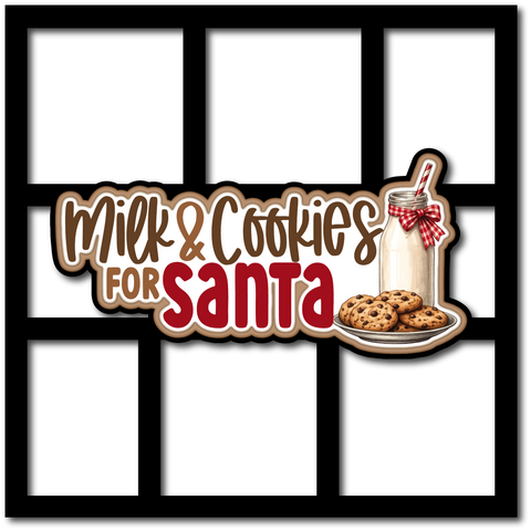 Milk & Cookes for Santa - 6 Frames - Scrapbook Page Layered Overlay Kit