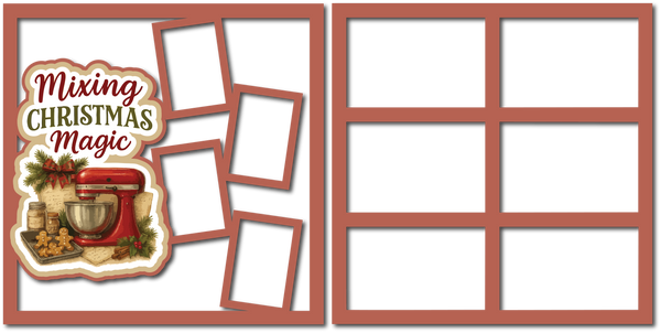 Mixing Christmas Magic  - (2) Scrapbook Page Layered Overlay Kit