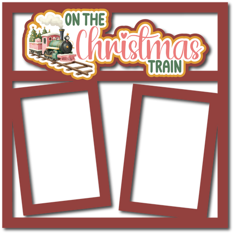 On the Christmas Train- 2 Frames - Scrapbook Page Layered Overlay Kit