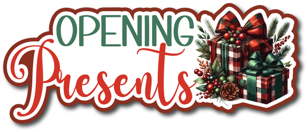 Opening Presents - Scrapbook Page Title Sticker