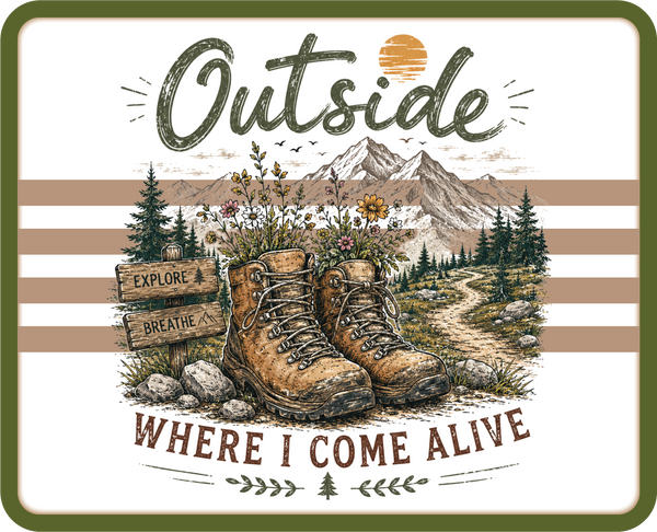 Outside Where I Come Alive - Scrapbook Page Title Die Cut