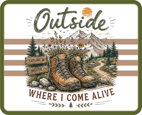 Outside Where I Come Alive - Scrapbook Page Title Die Cut
