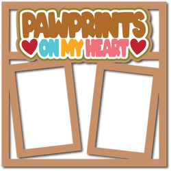 Pawprints on My Heart - 2 Frames - Scrapbook Page Layered Overlay Kit
