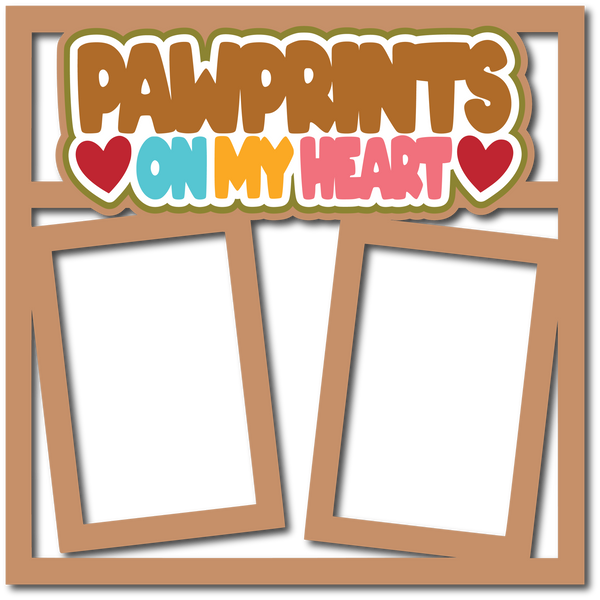 Pawprints on My Heart - 2 Frames - Scrapbook Page Layered Overlay Kit