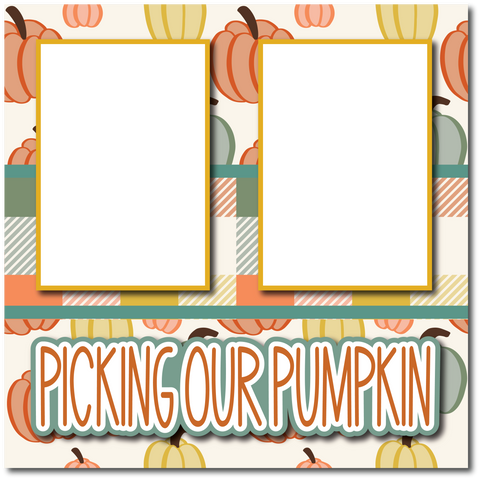 Picking Our Pumpkin - Printed Premade Scrapbook Page 12x12 Layout