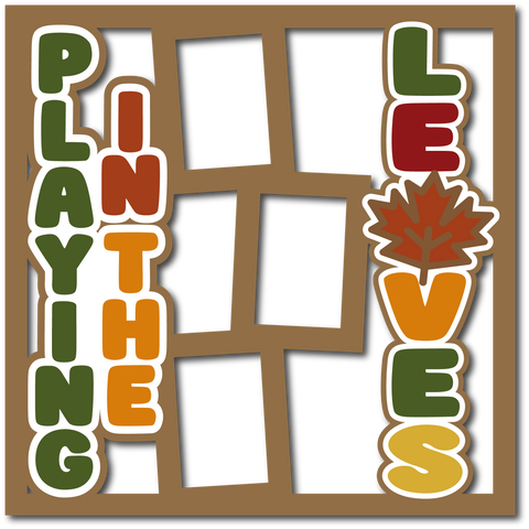 Playing in the Leaves - 3 Frames - Layered Overlay - Digital Cut File - SVG - INSTANT DOWNLOAD