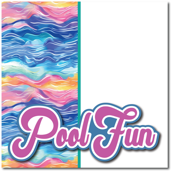 Pool Fun - Printed Premade Scrapbook Page 12x12 Layout