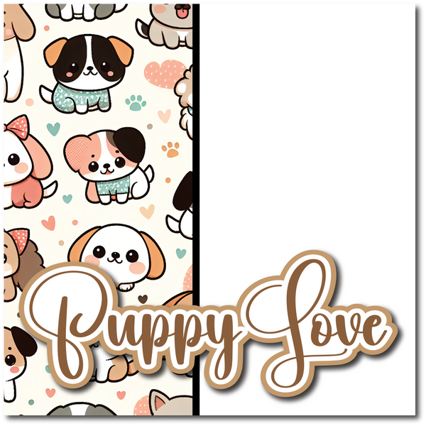 Puppy Love - Printed Premade Scrapbook Page 12x12 Layout