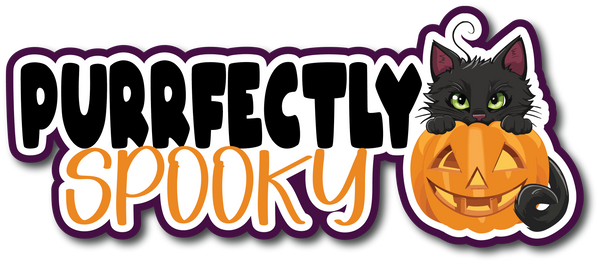 Purrfectly Spooky - Scrapbook Page Title Die Cut