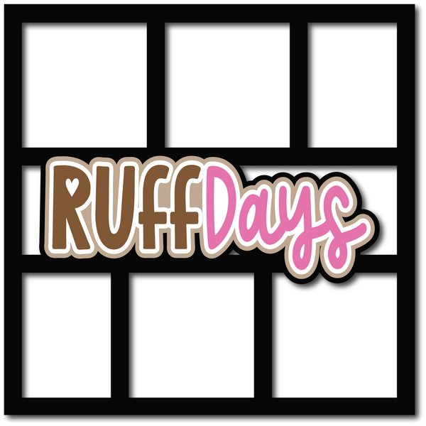 Ruff Days - Pink - 6 Frames - Scrapbook Page Layered Overlay Kit