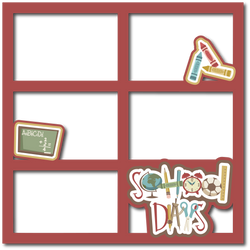School Days -6 Frames - Scrapbook Page Layered Overlay Kit