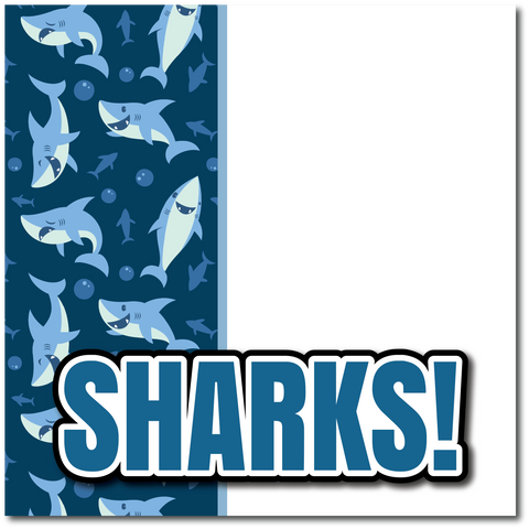 Sharks! - Printed Premade Scrapbook Page 12x12 Layout