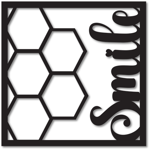 Smile -  5 Hexagon Frames - Scrapbook Page Overlay - Choose a Color