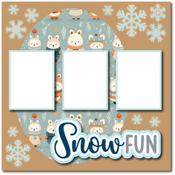 Snow Fun - Printed Premade Scrapbook Page 12x12 Layout