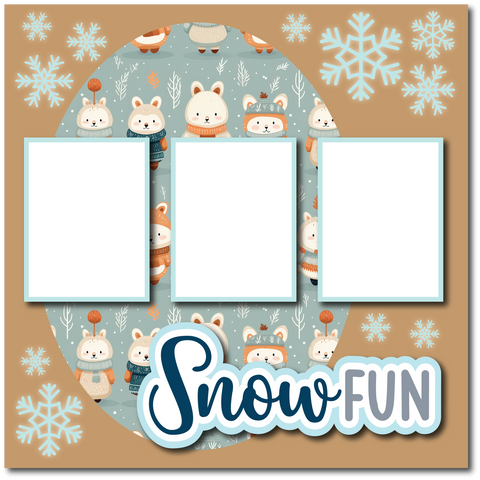 Snow Fun - Printed Premade Scrapbook Page 12x12 Layout