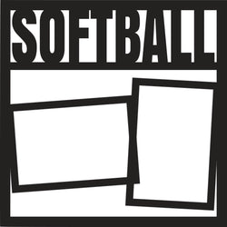 Softball - 2 Frames - Scrapbook Page Overlay Die Cut - Choose a Color