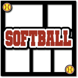Softball - 5 Frames - Layered Overlay - Digital Cut File - SVG - INSTANT DOWNLOAD