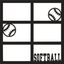Softball - 6 Frames - Scrapbook Page Overlay Die Cut - Choose a Color