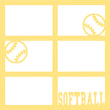 Softball - 6 Frames - Scrapbook Page Overlay Die Cut - Choose a Color