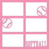 Softball - 6 Frames - Scrapbook Page Overlay Die Cut - Choose a Color