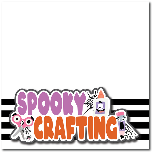 Spooky Crafting  - Printed Premade Scrapbook Page 12x12 Layout