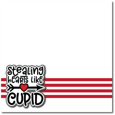 Stealing Hearts Like Cupid - Printed Premade Scrapbook Page 12x12 Layout