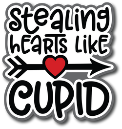 Stealing Hearts Like Cupid - Scrapbook Page Title Sticker