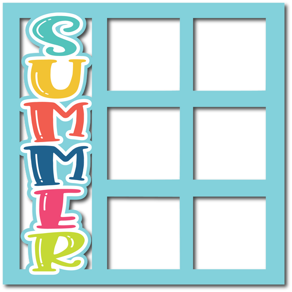 Summer - 6 Square Frames - Layered Overlay - Digital Cut File - SVG - INSTANT DOWNLOAD