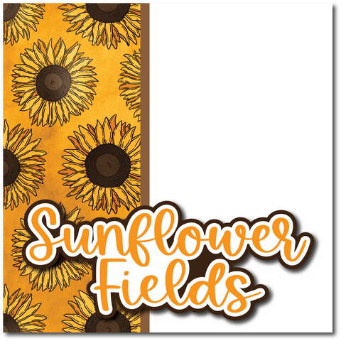 Sunflower Fields - Printed Premade Scrapbook Page 12x12 Layout