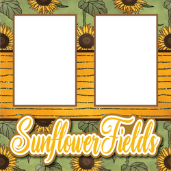 Sunflower Fields - Printed Premade Scrapbook Page 12x12 Layout