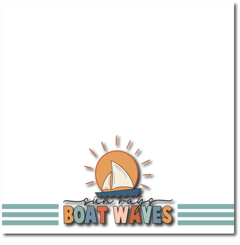 Sun Rays & Boat Waves - Printed Premade Scrapbook Page 12x12 Layout