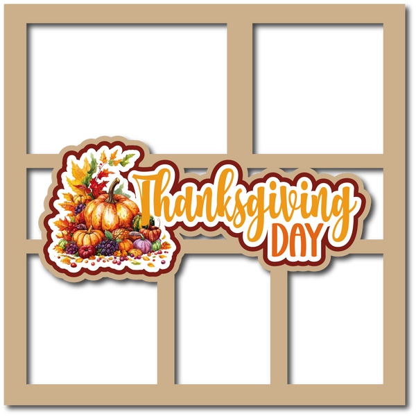 Thanksgiving Day - 5 Frames - Scrapbook Page Layered Overlay Kit