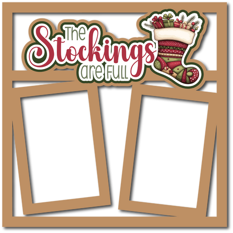 The Stockings are Full - 2 Frames - Scrapbook Page Layered Overlay Kit