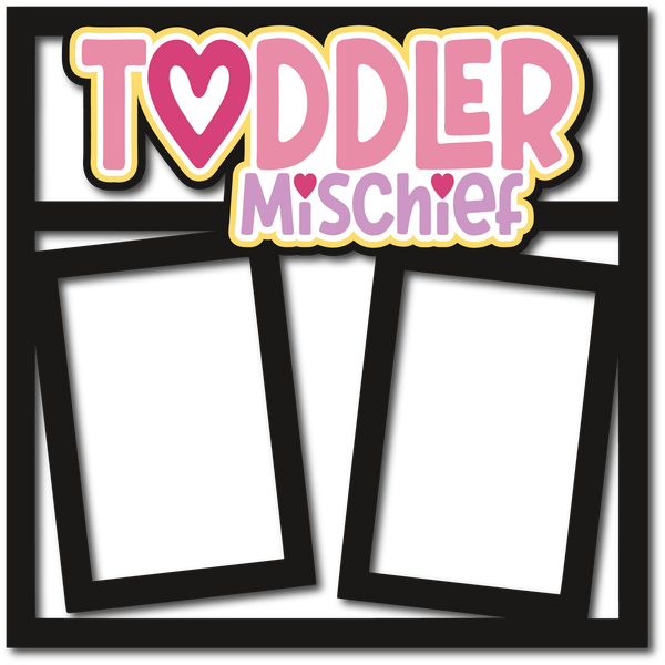 Toddler Mischief - Girl - 2 Frames - Scrapbook Page Layered Overlay Kit