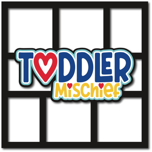 Toddler Mischief - Boy - 6 Frames - Scrapbook Page Layered Overlay Kit