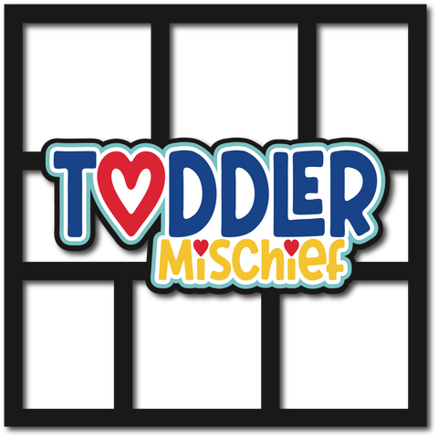 Toddler Mischief - Boy - 6 Frames - Scrapbook Page Layered Overlay Kit