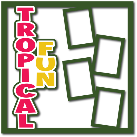 Tropical Fun - 4 Frames - Layered Overlay - Digital Cut File - SVG - INSTANT DOWNLOAD