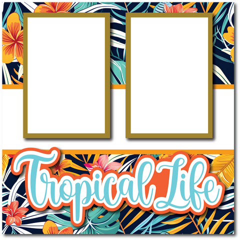 Tropical Life - Printed Premade Scrapbook Page 12x12 Layout