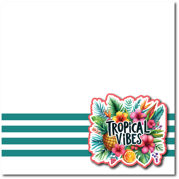Tropical Vibes - Printed Premade Scrapbook Page 12x12 Layout